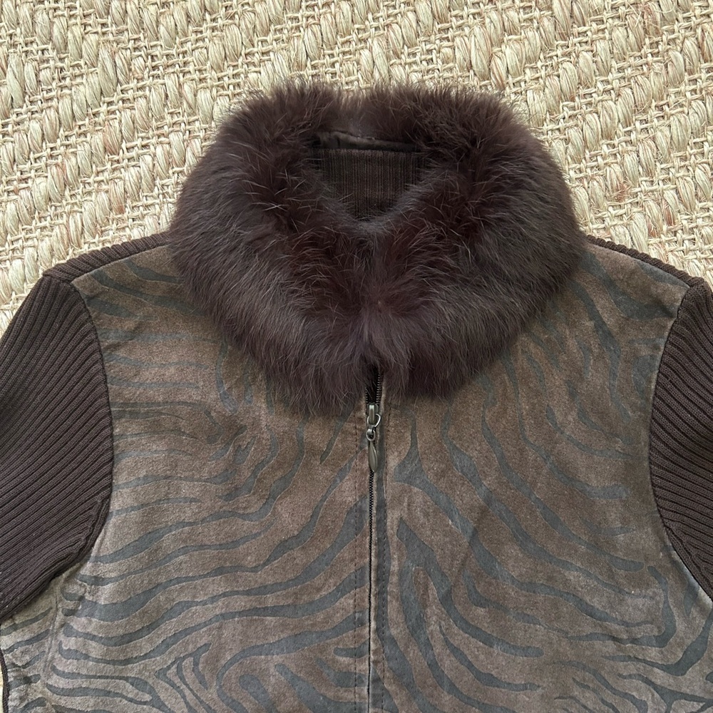 Escape Mixed Media Chocolate Brown Jacket Sweater